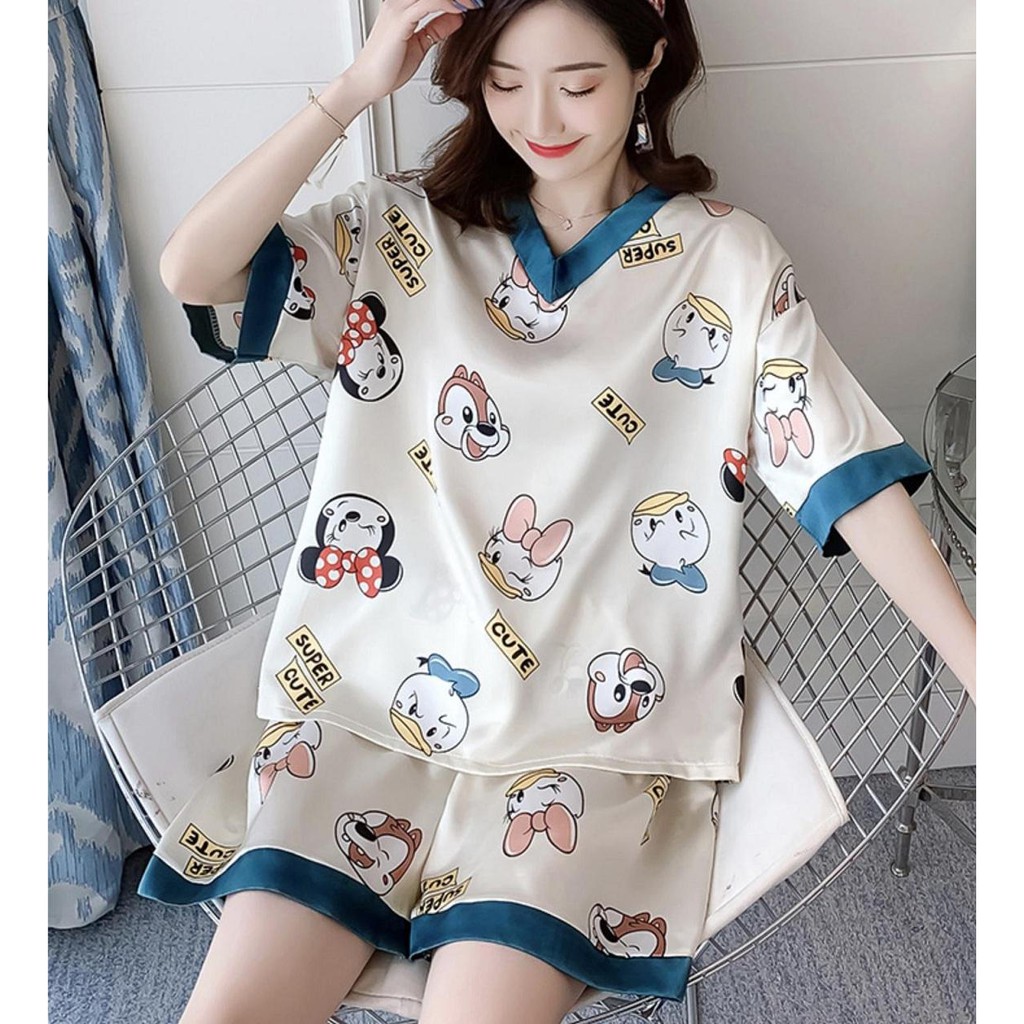 Đồ mặc nhà lụa ngắn - BunBun Homewear - Set LN10 | BigBuy360 - bigbuy360.vn