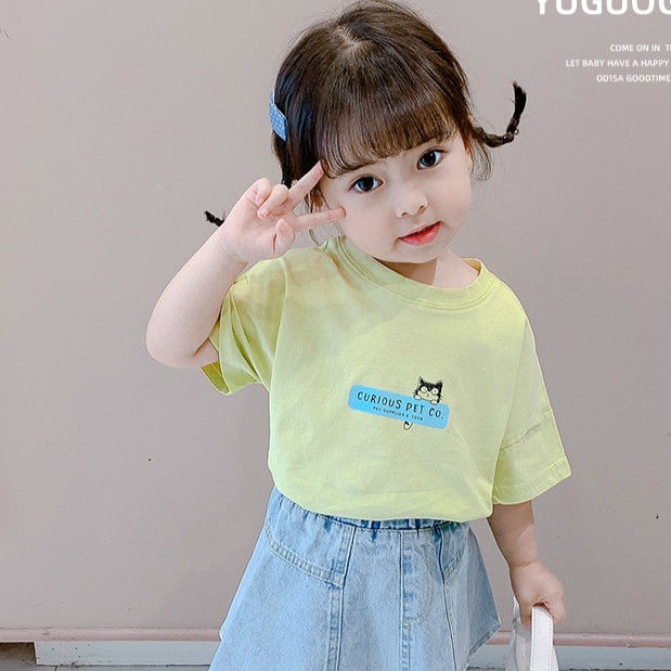Áo Thun Cotton Tay Ngắn Dáng Rộng Thời Trang Mùa Hè Năm 2021 Cho Bé Gái