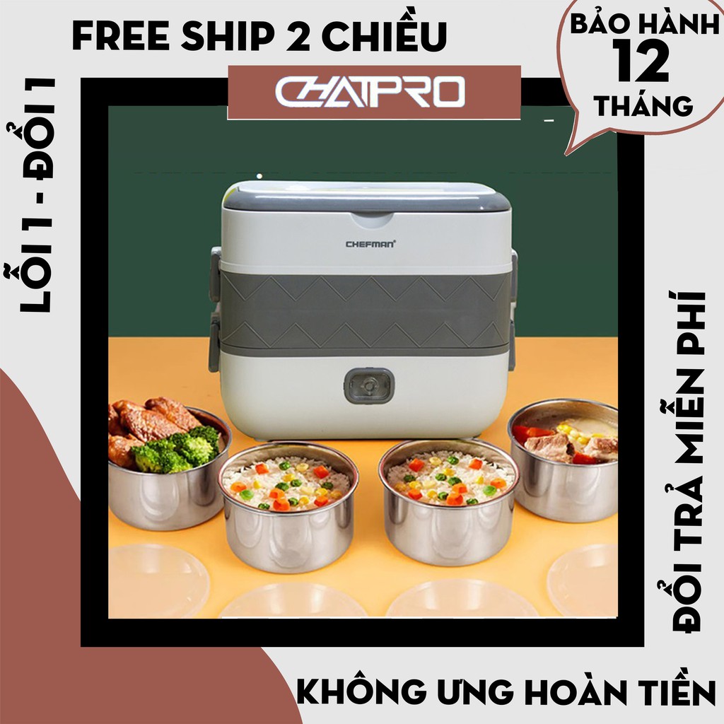 [Hàng Chính Hãng] Hộp Cơm Hâm Nóng Chefman Cao Cấp , Hộp Cơm Căm Điện Chefman Siêu Tiện Lợi - Bảo Hành 24 Tháng