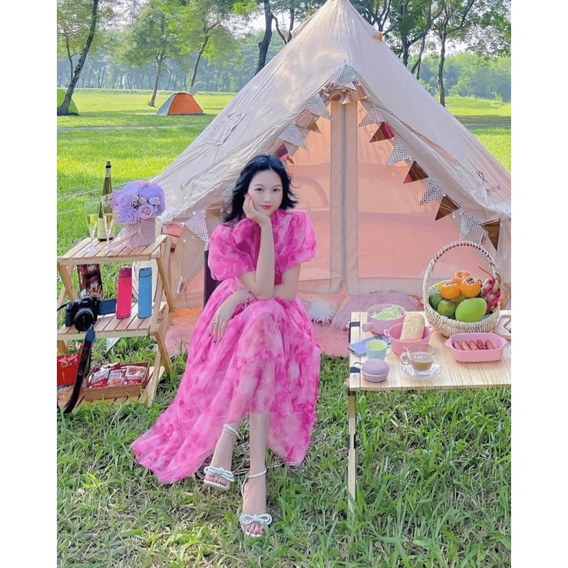 ĐẦM VOAN NƠ CỔ TAY BỒNG CÔNG CHÚA NHẸ NHÀNG THANH KHIẾT