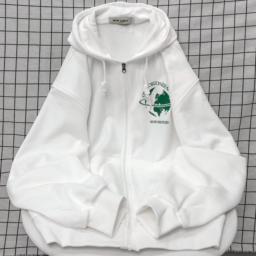 Áo Khoác Hoodie Form Rộng Phối Zip Unisex ONE Vải Chân Cua - Tuni Store