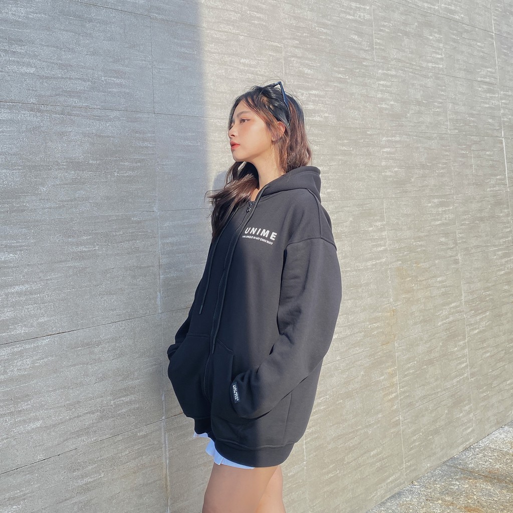 Áo khoác dây kéo Unime Hoodie Zip Flex 1.0 - Màu đen | BigBuy360 - bigbuy360.vn