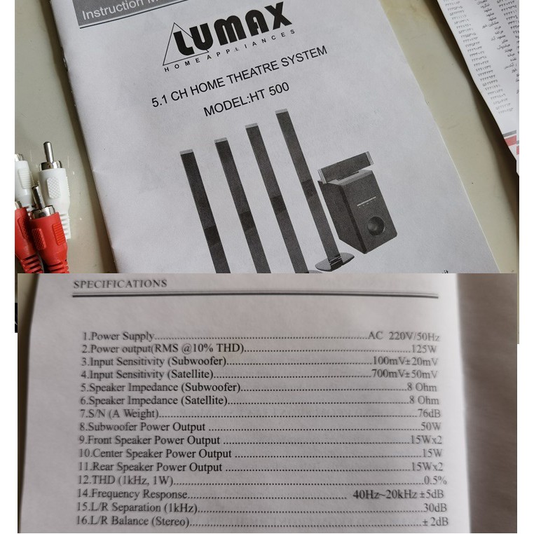 Sub điện 5.1 có 5 cổng kết nối với loa vệ tinh