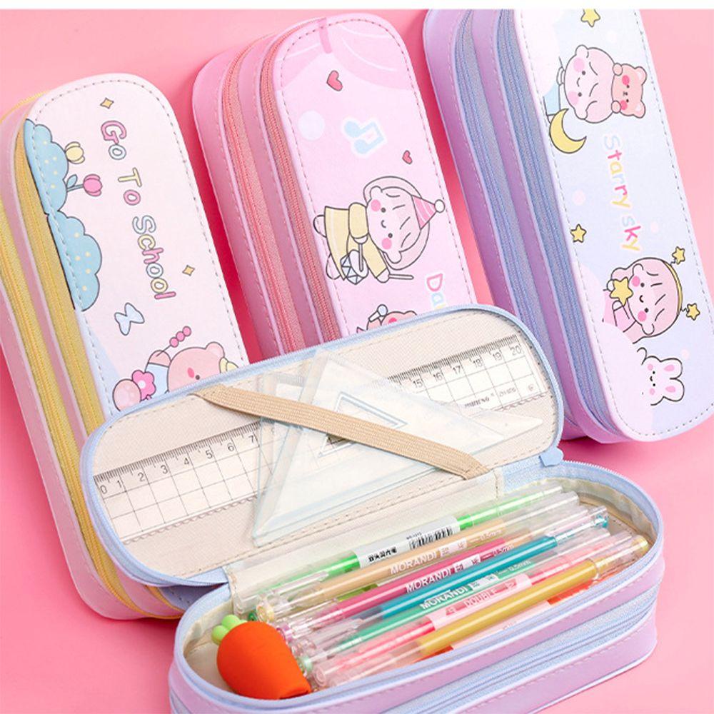 Túi Đựng Bút Chì / Ví Có Khóa Kéo Sức Chứa Lớn Phong Cách Cổ Điển Dễ Thương Tiện Dụng Mang Theo Du Lịch