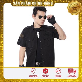 Áo sơ mi nam phong cách lính army (đen)