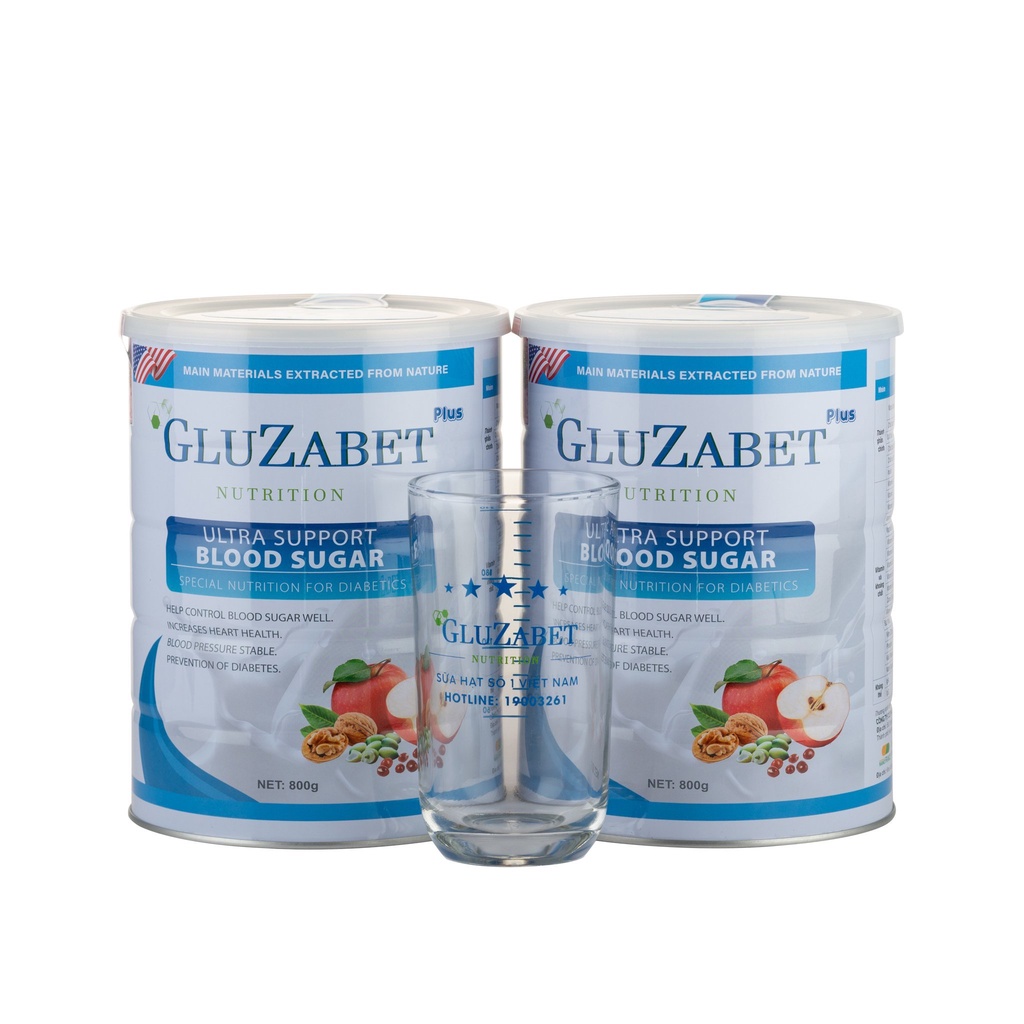 Sữa hạt dinh dưỡng cho người tiểu đường Gluzabet - Combo 2 hộp (800g) tặng 1 Gluzabet 400g