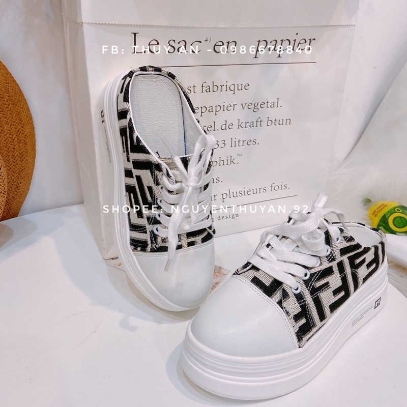 Giày sục thể thao độn đế 7cm ⚡️FREE SHIP⚡️hoạ tiết sang, tôn chiều cao, êm chân