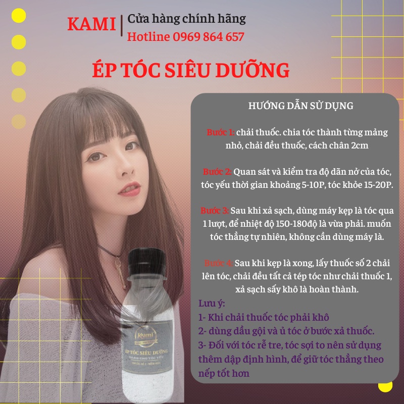 Thuốc duỗi tóc KAMI siêu dưỡng, thuốc ép tóc phục hồi KERATIN ép tóc tại nhà