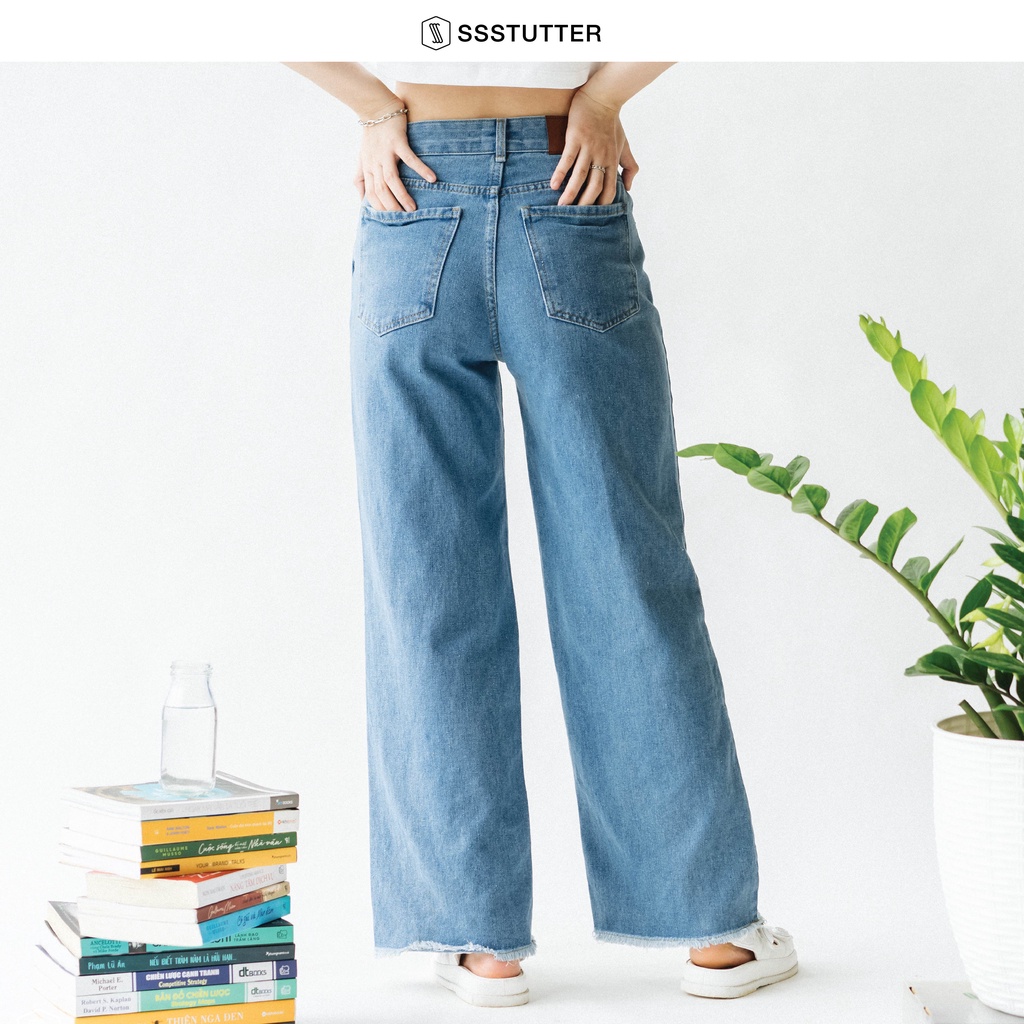 Quần jean nữ SSSTUTTER ống rộng cạp cao Straight Jeans ver.2