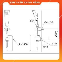 Tay sen tắm TOTO TTSH103ECF kèm gác sen, dây sen 1,5m