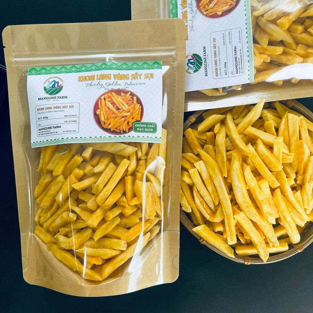 Khoai lang vàng sấy sợi Mangline Farm Đà Lạt 250g thơm ngon giòn tan giúp giảm cân cải thiện tiêu hoá