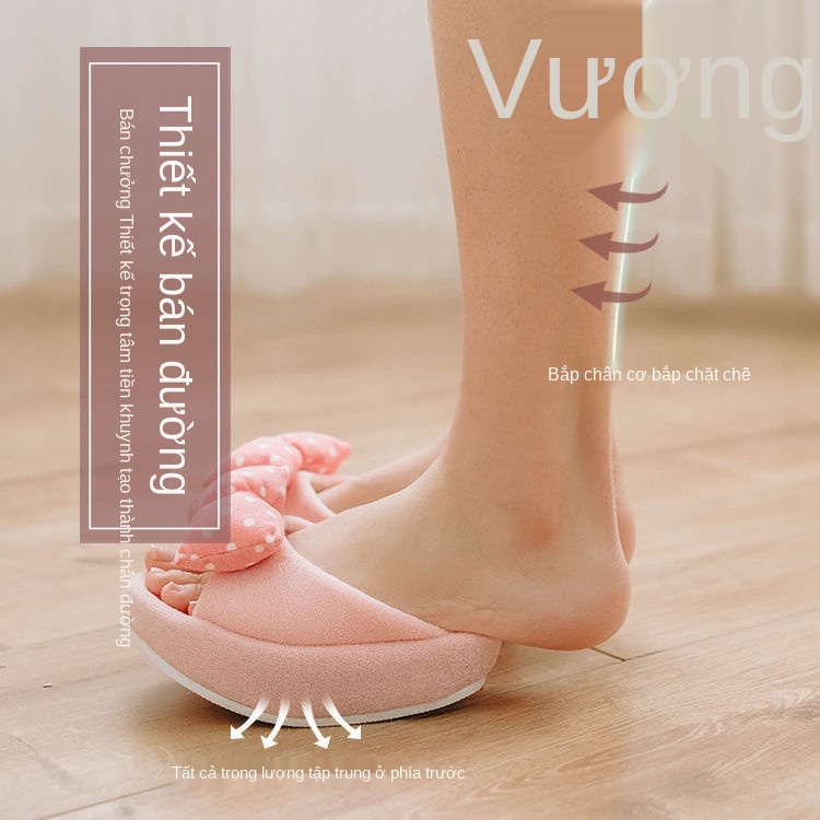 Nhật Bản nửa cọ dép lê giảm béo dép đi trong nhà bếp ống giày nơ dễ thương giày lắc vòng mông giảm béo