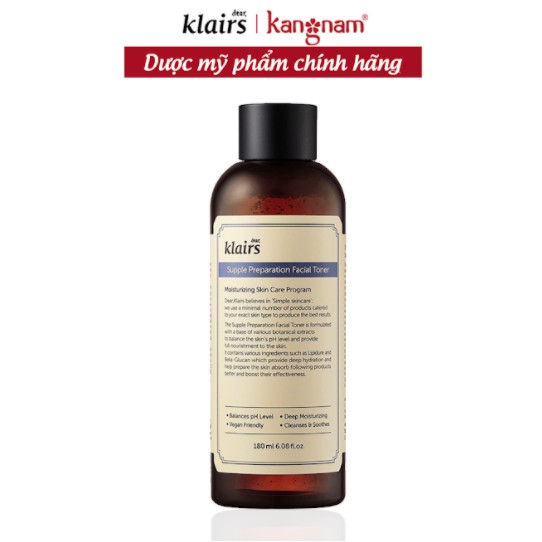 Nước hoa hồng Klairs Supple Presparation Facial Toner 180ml