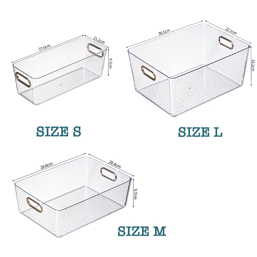 Hộp Trong Suốt Đựng Đồ, Quần Áo, Khay Trong Suốt Đựng Đồ Trang Điểm Có Tay Cầm Mạ Vàng Cao Cấp Q054