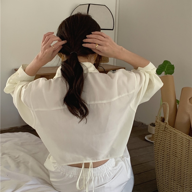 SUXI Áo Sơ Mi Tay Dài Chống Nắng Màu Sắc Đơn Giản Phong Cách Hàn Quốc Thời Trang Mùa Hè Cho Nữ
