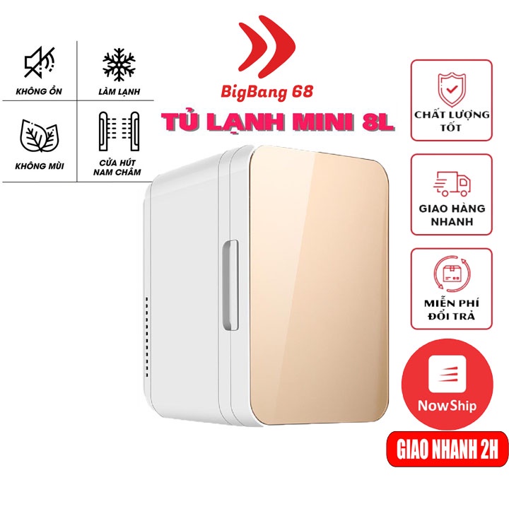 Tủ lạnh mini tủ trữ đồ mát 8L dùng trên xe oto hoặc gia đình tủ lạnh 2 chiêu nóng lạnh (BigBang)