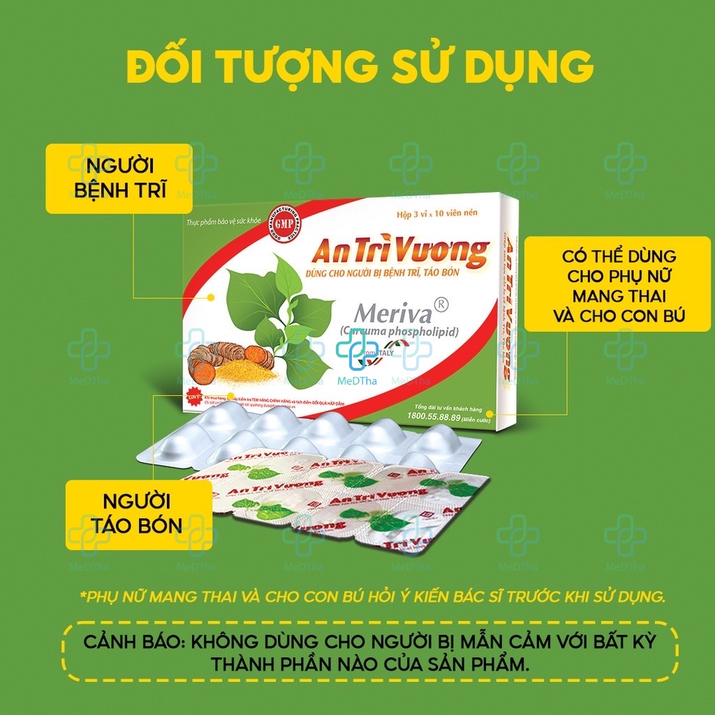 An Trĩ Vương - Diếp Cá, Rutin, Thanh Nhiệt, Giải Độc, Trĩ, Táo Bón (Hộp 30 Viên/ Tuýp 10g) [Chính Hãng]