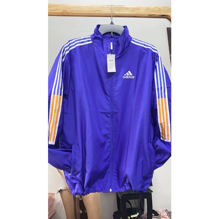 Áo khoác gió Adidas nữ nam 2 lớp trơn sọc trắng cam 3 phối màu hàng xịn,tốt,bền GZAK021 Store Q&amp;P