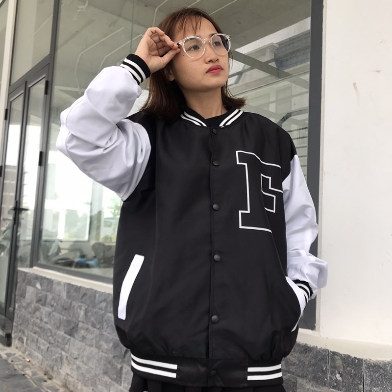 Áo khoác dù bomber nam nữ in hình chữ F áo gió 2 lớp Fom rộng unisex oversize đến 70kg chất vải mero sịn mềm mịn TA 9988