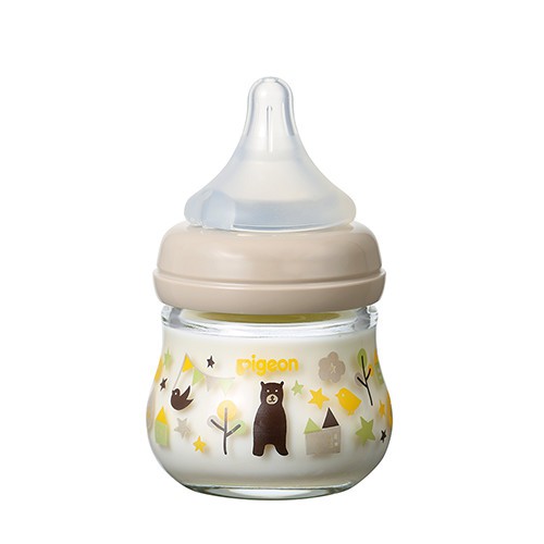 Bình thủy tinh cổ rộng Pigeon xanh lá 80ml - Hàng nội địa Nhật