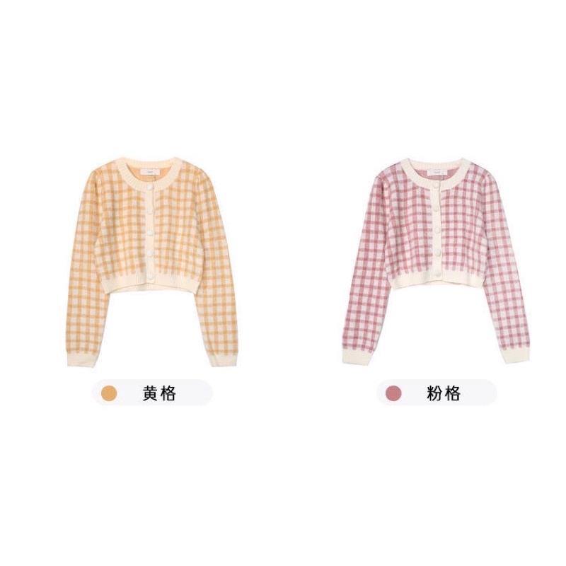 [CÒN HỒNG] Áo len dệt kim kiểu dáng crotop họa tiết kẻ mặc thu đông | BigBuy360 - bigbuy360.vn