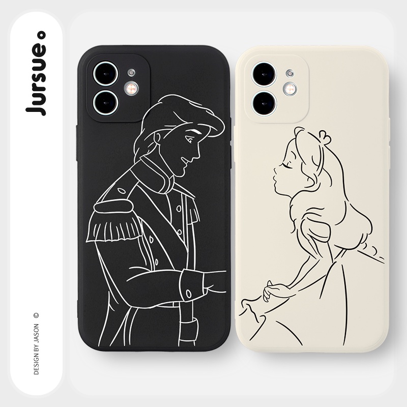 Ốp lưng JURSUE mềm hình cặp đôi dễ thương đẹp cho iPhone 13 12 11 Pro Max SE 2020 X XR XS ip 8 7 6 6S Plus kute Y1742
