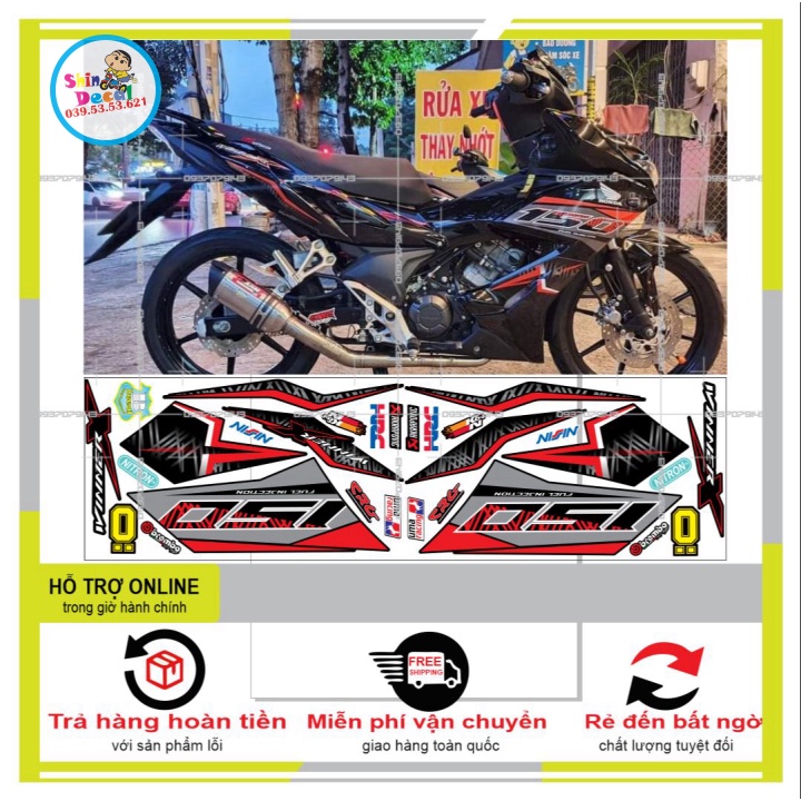 TEM XE WINNER X SỌC XÁM ĐỎ ĐEN -- SHIN DECAL 2