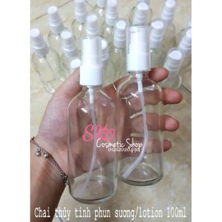 CHAI THỦY TINH TRẮNG VÒI NHẤN LOTION 100ml