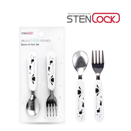 Sét thìa dĩa Inox STENLOCK Hàn Quốc cho bé tập ăn