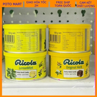 Kẹo Ngậm Ho Thảo mộc Hiệu Ricola 2 vị Lemon mint, original herb 100g - Thụy Sĩ