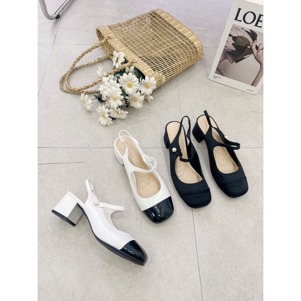Giày lolita giày cao gót đế vuông da bóng thanh lịch giày mặc áo dài cho học sinh