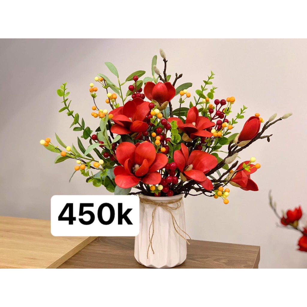 [Mã BMBAU50 giảm 7% đơn 99K] Bình hoa giả chất lụa trang trí đẹp PKND FLOWERS &amp; DECOR