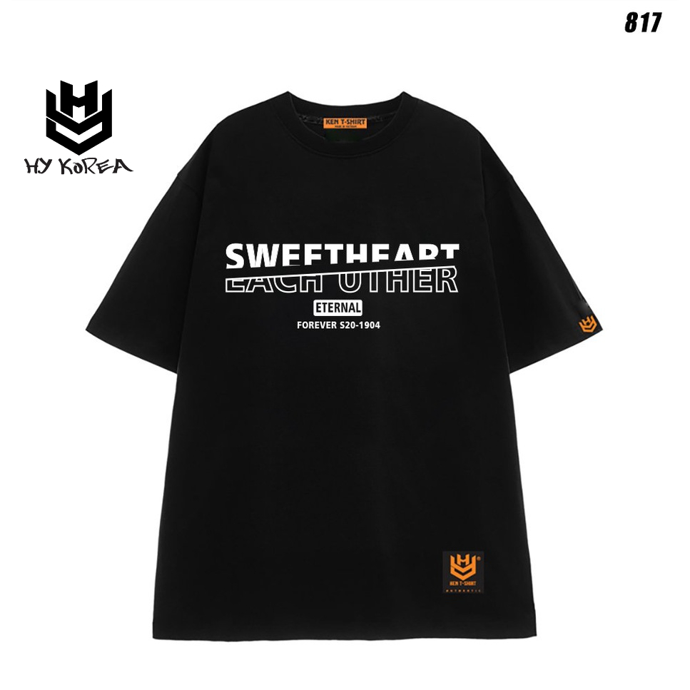 Áo Thun Basic Unisex Form Rộng Nam Nữ Tay Lỡ Sweetheart 817 Hy Korea