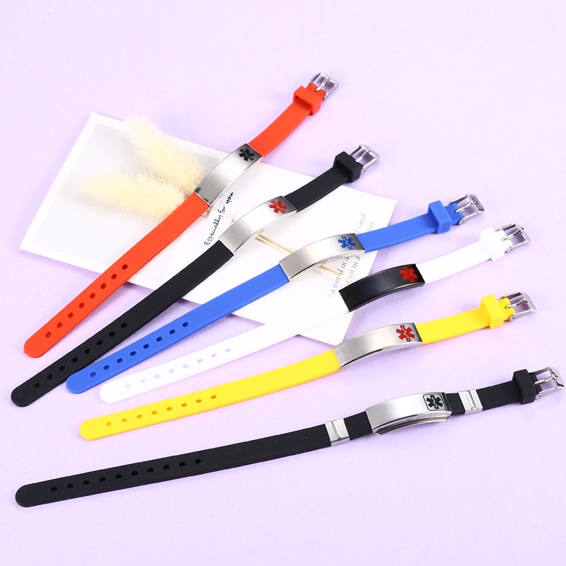 Vòng Đeo Tay Cảnh Báo Y Tế ECGIFT BR024 Bằng Thép Không Gỉ Và Silicone