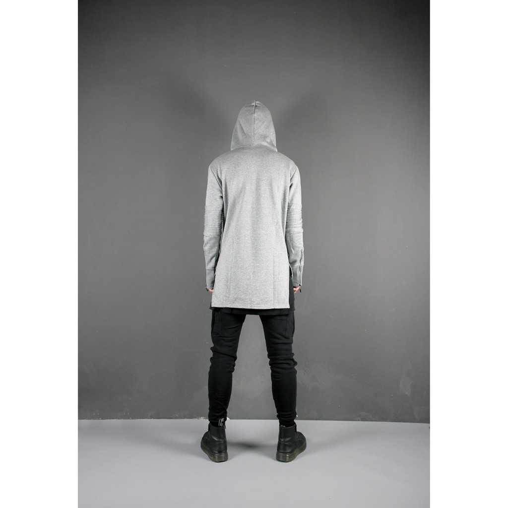 Áo Hoodie Biker vạt sau dài Lexuza 002