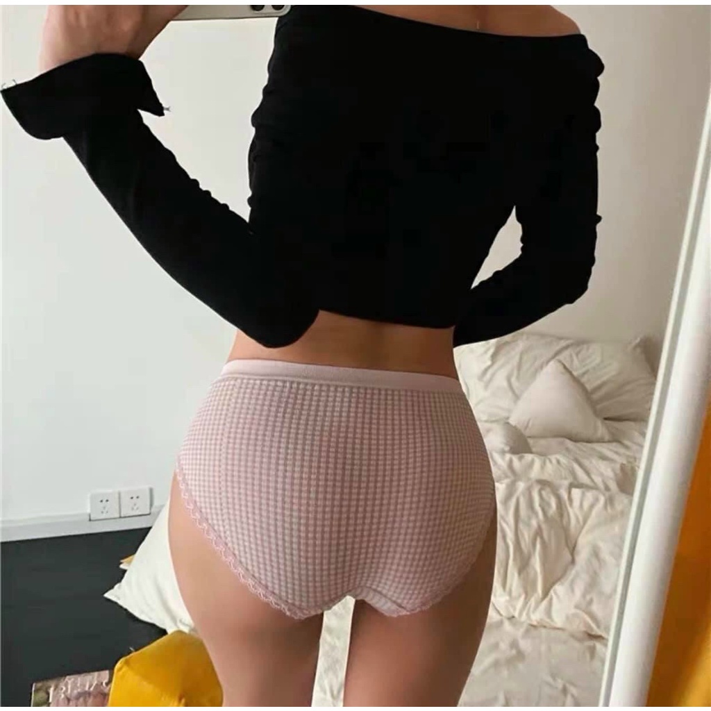 Combo Quần Lót Nữ Cotton Dệt Kim Kẻ Caro Cực Đẹp Giãn 4 Chiều Thấm Hút Tốt Hieu Store24h - 609