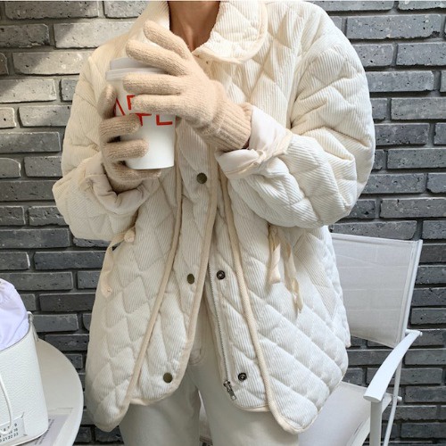 Áo Khoác Đệm Cotton Dày Có Dây Rút Họa Tiết Hình Thoi Phong Cách Hàn Quốc Cổ Điển Thời Trang Cho Nữ | BigBuy360 - bigbuy360.vn