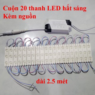 Cuộn 20 Thanh LED Hắt Sáng kèm nguồn 12V Chống nước Gắn Logo Bảng Hiệu