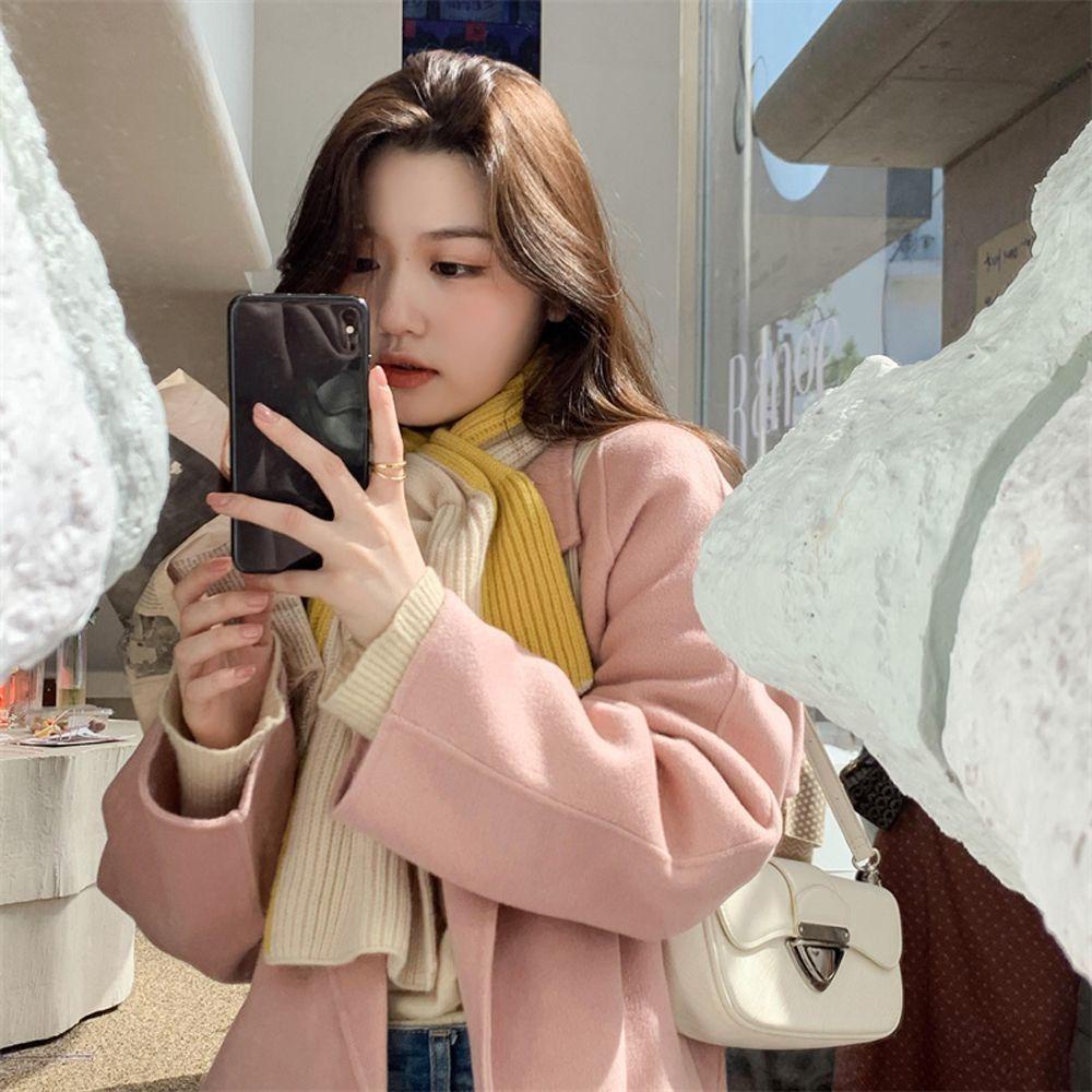 Khăn Choàng Cổ Dệt Kim Dày Dặn Mềm Mại Giữ Ấm Thắt Nơ Chéo Phong Cách