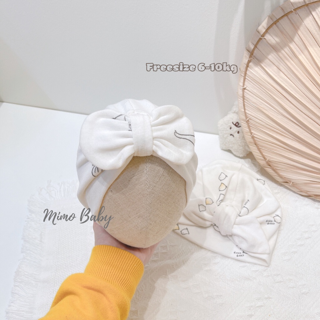 Mũ turban màu trắng họa tiết gà con đáng yêu cho bé MTB97 Mimo Baby