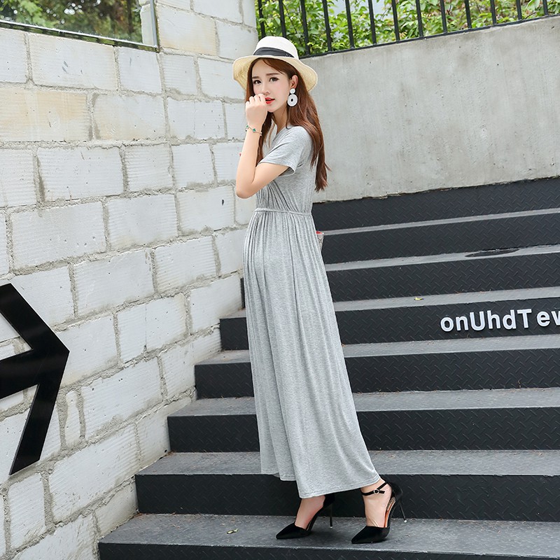 A252 Đầm bầu, váy bầu dáng maxi chất thun cotton mịn