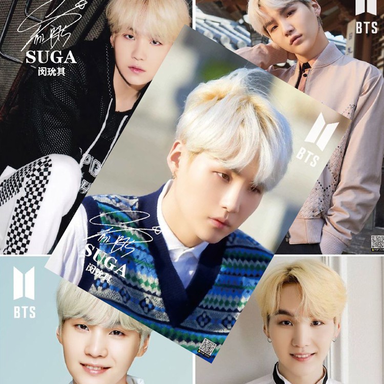 Poster Suga BTS 8 tấm có chữ kí