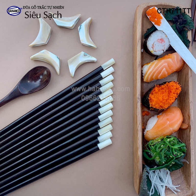 Đũa gỗ trắc tròn đầu ốc biển New Zealand - Hàng VIP (10 đôi/hộp) Kháng khuẩn- CTH711TT