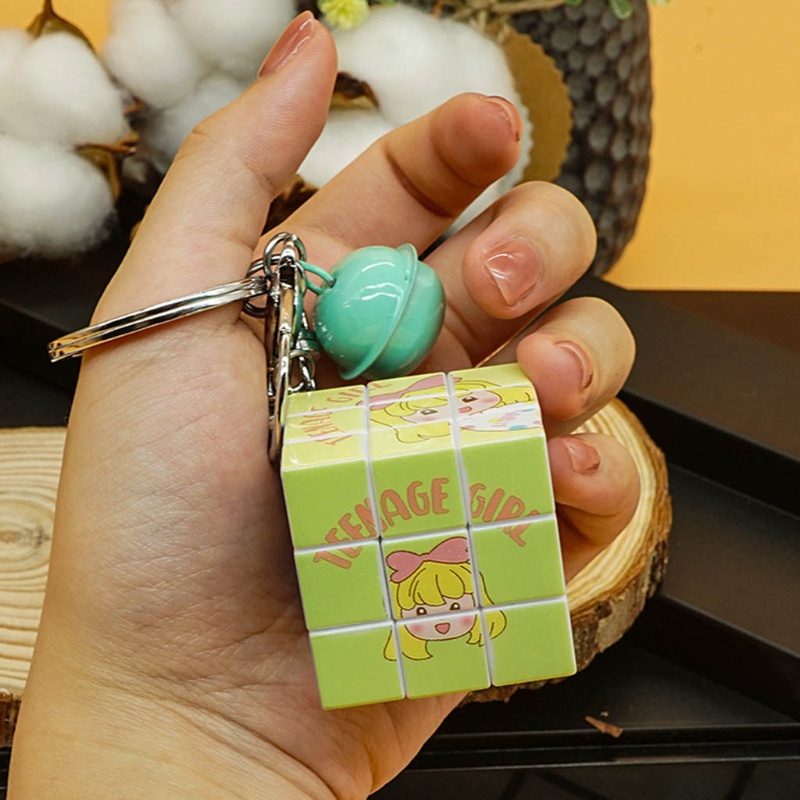 Móc Khóa Hình Khối Rubik 3x3x3 Bằng Kim Loại Có Chuông Hoạt Hình