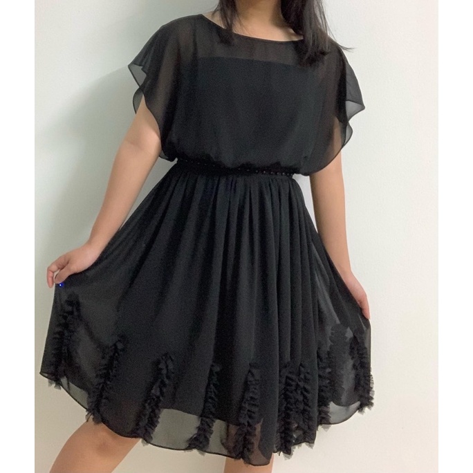 Đầm voan đen Elise size S 2 lớp