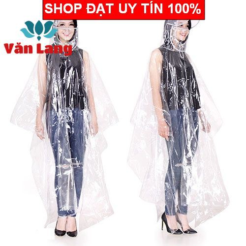 Áo mưa trong suốt 1 đầu ,áo mưa vi sinh cánh dơi trong suốt có che mặt - Loại dày