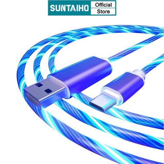 Dây Cáp Sạc Nhanh SUNTAIHO Đầu Cắm Lightng Micro USB Type C Có Đèn LED Phát Sáng IOS Android Cho phone 12 MiniProMax