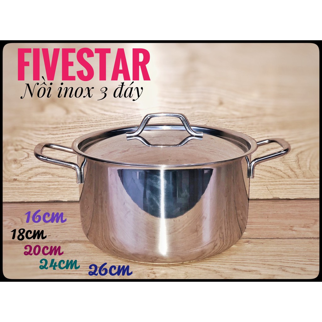 Nồi 3 Đáy Inox 430 Fivestar 24cm Dùng Bếp Từ Và Các Loại Bếp