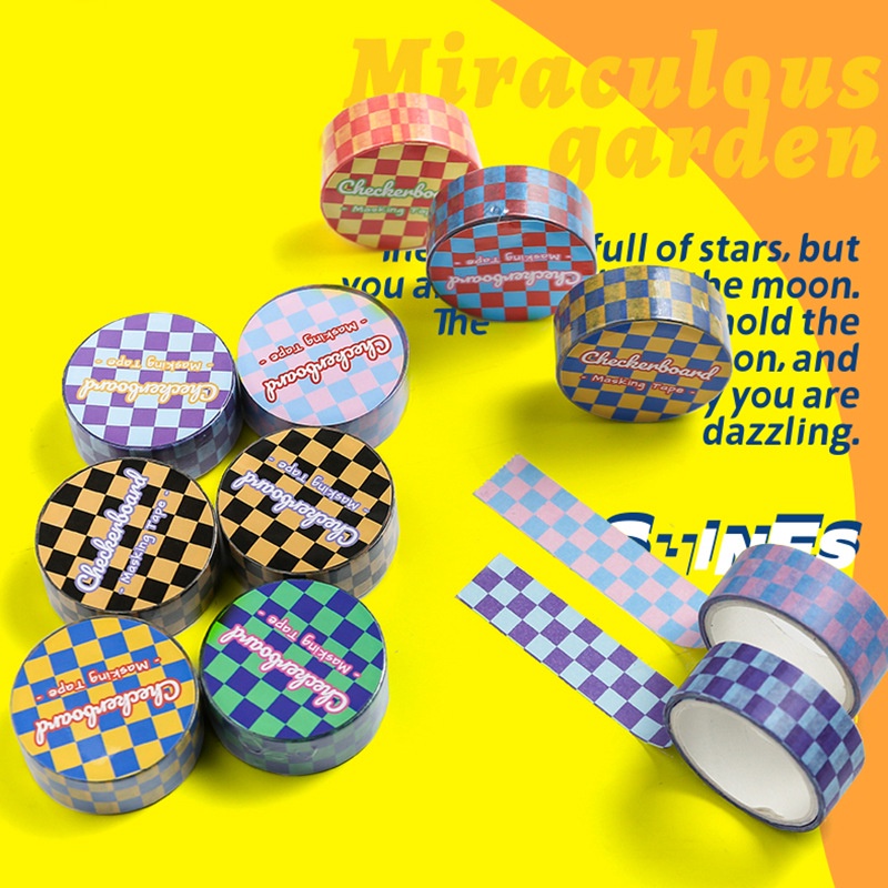 Peach 1Pcs Clashing plaid material tape sticker Diary Scarpbooking DIY Decoration Washi Tape