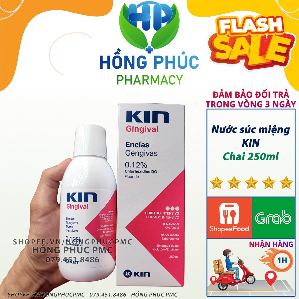 Nước súc miệng Kin Gingival 250ml vệ sinh răng miệng hỗ trợ trắng răng khử hôi miệng giúp thơm miệng ngừa sâu răng